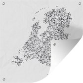 Tuinposters Zwart-wit illustratie van Nederland - 50x50 cm - Tuindoek - Buitenposter