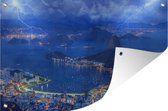 Muurdecoratie Storm - Rio de Janeiro - Nacht - 180x120 cm - Tuinposter - Tuindoek - Buitenposter