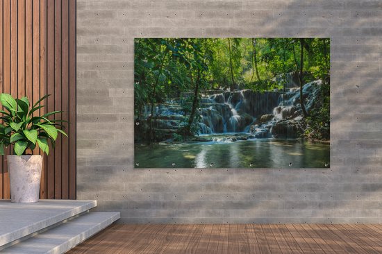 Affiche de jardin Palenque - Jungle waterfall in Palenque Mexico 180x120 cm - Toile de jardin / Toile d'extérieur / Peintures d'extérieur (décoration de jardin) XXL / Groot format!