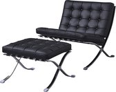 Barcelona Chair + Hocker - Zwart - Paviljoen - Design