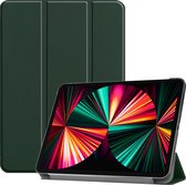 Hoes Geschikt voor iPad Pro 2021 (12,9 inch) Hoes Luxe Hoesje Book Case - Hoesje Geschikt voor iPad Pro 12,9 inch (2021) Hoes Cover - Donkergroen