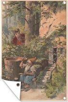 Décoration murale Illustration d'un gnome - 120x180 cm - Poster de jardin - Toile de jardin - Poster extérieur