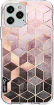 Casetastic Apple iPhone 12 / iPhone 12 Pro Hoesje - Softcover Hoesje met Design - Soft Pink Gradient Cubes Print