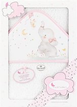 Interbaby Badcape Olifant 100 X 100 Cm Katoen Roze/wit