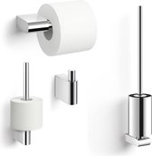 ZACK Atore Toiletaccessoiresets - 4-in-1 - Glans RVS - WCRolhouder, Toiletborstel en Handdoekhaak
