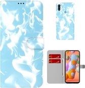 Voor Samsung Galaxy A11/M11 EU Versie Cloud Fog Patroon Horizontale Flip Lederen Case met Houder & Kaartsleuf & Portemonnee (Hemelsblauw)