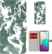Voor Samsung Galaxy A02/M02 Cloud Fog Pattern Horizontal Flip Leather Case met Houder & Card Slot & Wallet (Donkergroen)