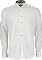 Ledub Modern Fit overhemd - wit pique tricot (contrast) - Strijkvriendelijk - Boordmaat: 45