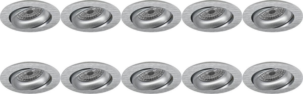 Spot Armatuur 10 Pack - Pragmi Delton Pro - GU10 Inbouwspot - Rond - Zilver - Aluminium - Kantelbaar - Ø82mm