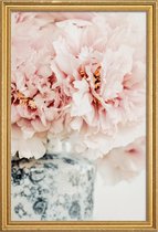 JUNIQE - Poster met houten lijst Peonies In A Vase -20x30 /Roze & Wit