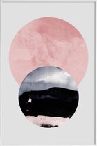 JUNIQE - Poster met kunststof lijst Minimalism 31 -13x18 /Grijs & Roze