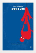 JUNIQE - Poster in houten lijst Spiderman -20x30 /Blauw & Rood