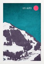 JUNIQE - Poster in houten lijst Les Alpes -30x45 /Blauw & Grijs