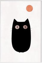 JUNIQE - Poster in kunststof lijst Meow -20x30 /Wit & Zwart
