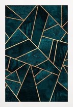 JUNIQE - Poster met houten lijst Deep Teal Stone -13x18 /Groen &