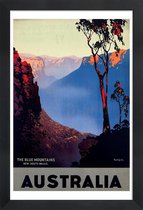 JUNIQE - Poster in houten lijst australia1 -20x30 /Blauw & Bruin