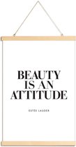 JUNIQE - Posterhanger Beauty is - Citaat van Estée Lauder -20x30 /Wit