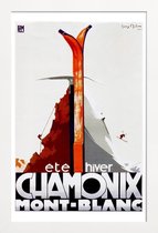 JUNIQE - Poster in houten lijst Vintage Frankrijk Chamoix -20x30