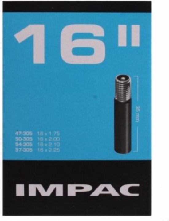 Impac Binnenband 16x1.75/2.35 - Schrader ventiel 35mm - Duurzaam rubber - ETRTO 47/57-305 — afbeelding 2