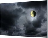 Wandpaneel Halve maan bij nacht  | 150 x 100  CM | Zwart frame | Wandgeschroefd (19 mm)