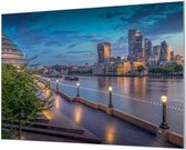 HalloFrame - Schilderij - City Skyline Wandgeschroefd - Zilver - 150 X 100 Cm