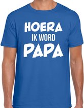 Hoera ik word papa - t-shirt blauw voor heren - papa kado shirt / aanstaande vader cadeau / papa in verwachting S