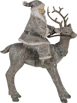 Clayre & Eef Kerstdecoratie Beeld Kerstman 16*8*21 cm Grijs Kunststof Decoratief Figuur Decoratieve Accessoires Kerstdecoratie voor Binnen