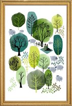 JUNIQE - Poster met houten lijst Spring Forest -20x30 /Groen