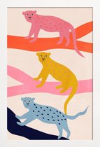JUNIQE - Poster in houten lijst Leopard Tree -40x60 /Kleurrijk