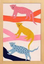JUNIQE - Poster in houten lijst Leopard Tree -20x30 /Kleurrijk