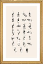 JUNIQE - Poster met houten lijst Vintage Sign Language Chart -40x60