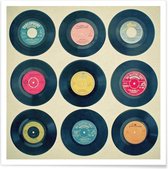 JUNIQE - Poster Vinyl collection -50x50 /Kleurrijk