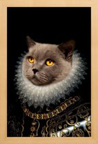 JUNIQE - Poster met houten lijst Golden Eyes -13x18 /Grijs & Zwart