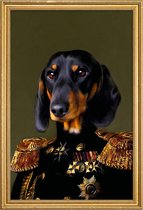 JUNIQE - Poster met houten lijst Sir Dante -13x18 /Bruin & Zwart