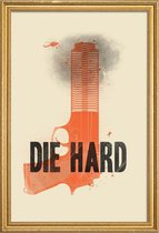 JUNIQE - Poster met houten lijst Die hard -13x18 /Oranje & Zwart