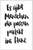 JUNIQE - Poster met kunststof lijst Perfekt ins Herz -13x18 /Wit &