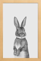 JUNIQE - Poster in houten lijst Paws & Claws Bunny -30x45 /Wit & Zwart