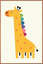 JUNIQE - Poster met kunststof lijst Giraffe Piano -40x60 /Geel