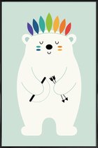 JUNIQE - Poster in kunststof lijst Be Brave Polar -30x45 /Blauw & Wit