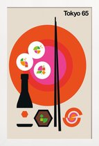 JUNIQE - Poster in houten lijst Vintage Tokio 65 -30x45 /Kleurrijk