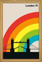 JUNIQE - Poster met houten lijst Vintage Londen 74 -13x18 /Kleurrijk