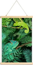 JUNIQE - Posterhanger Chameleons -30x45 /Groen