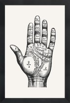 JUNIQE - Poster met houten lijst Palmistry -13x18 /Grijs & Wit