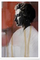 JUNIQE - Poster Rosa Luxemburg - schilderij -20x30 /Grijs & Rood