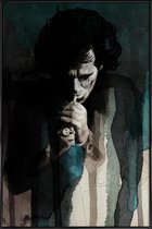 JUNIQE - Poster met kunststof lijst Keith Richards Portret - The