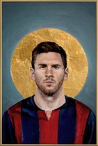 JUNIQE - Poster met kunststof lijst Football Icon - Lionel Messi