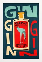 JUNIQE - Poster in houten lijst Gin Gin Gin -20x30 /Rood