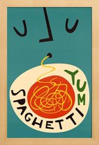 JUNIQE - Poster in houten lijst Yum Spaghetti -60x90 /Rood & Turkoois