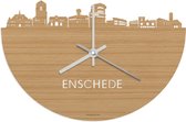 Skyline Klok Enschede Bamboe hout - Ø 40 cm - Woondecoratie - Wand decoratie woonkamer - WoodWideCities