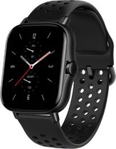 Siliconen Smartwatch bandje - Geschikt voor  Xiaomi Amazfit GTS 2 / 2e / 2 Mini siliconen bandje met gaatjes - zwart - Strap-it Horlogeband / Polsband / Armband